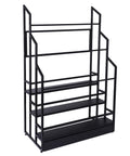 No Fuss Heavy Duty Three Tier Commercial Textile Fabric Roll Organizer Built Like A Tank With Detachable Rods For Vinyl Spools Keeping Your Workroom Tidy And Rolling Right - Black steel, three-tier design.