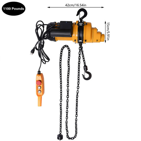 Heavy Duty 1100 Lbs Electric Chain Hoist Handling Heavy Loads Without Breaking A Sweat, Featuring Lightning Fast 13 Ft Lift Speed And A Rock Solid 1300W Motor with remote controller.