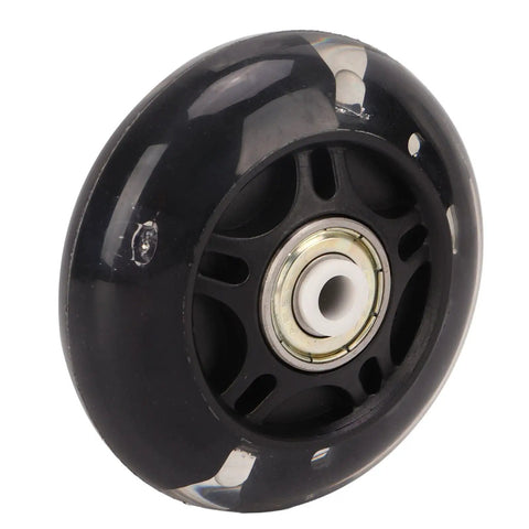 69mm Inline Skate Wheels With PU Rubber And ABEC 9 Bearings For Outdoor Hockey Skates And Luggage, side view of single black wheel