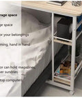 Heavy Duty Mobile Overbed Laptop Desk With Wicked Smooth Lockable Casters Reinforced Steel Build Slides Right Under The Bed showcasing double storage space.