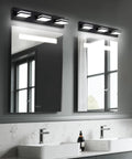 Matte Black 3 Light Bathroom Vanity Fixture With 24W LED Dimmable Over Mirror Lighting, 350 Degree Adjustable Lamp Heads, Cold White 6000K, ETL Listed, 22 Inch installed over mirror in modern bathroom