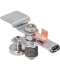 Heavy Duty 200 Amp Magnetic Welding Ground Clamp With RunOn Tab And Brass Nose Connector showing sturdy brass and steel components.