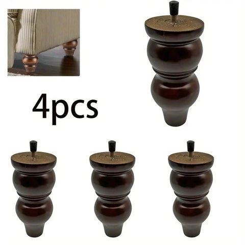 4 Pack 15cm Solid Wood European Style Furniture Legs Replacement Feet For Sofa Coffee Table TV Cabinet Heavy Duty Wooden Legs