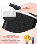 Hand peeling back adhesive strip on Black Bubble Mailers 4x8 Inches Self-Sealing Padded Envelopes, 200 Pack, Usable Size 4x7 Inches.