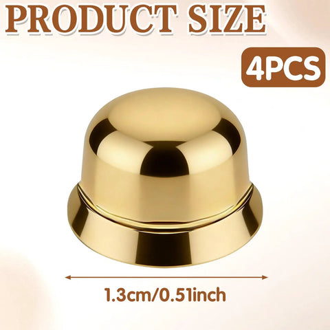 Gold metal magnetic purse feet for handbags, 4 pack, no hole design, 1.3cm size, durable snap-on bag bottom guards.