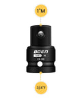 Rock Solid 3/4 Female To 1 Male Impact Socket Adapter With Spring Loaded Ball Lock Chrome Moly Steel Conversion Sleeve Grips Tight For Dead Simple Driver Setup And Heavy Use, showing size markings.