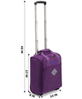 Underseat Rolling Carry On Bag 17x13x8 Inches Personal Item For JetBlue Spirit Frontier And Most Airlines Purple Duffel Style