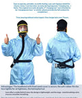 Powered Air Supplied Full Face Respirator With All Day Comfort And Rechargeable Ventilated Long Hose Gas Mask For Paint Spraying And Heavy Duty Chemicals Dust And Pesticide Fumes Anti Fog Safety Mask For Tough Industrial Work, front and back view