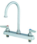 Workboard Faucet With Deck Mount And Swivel Gooseneck 8 Inch Centers Lever Handles For Commercial Kitchens Pro Grade Durability High Arc Spout