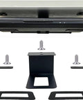 Under Desk Laptop Holder 3 Pack Mount Organizer Rack Storage Shelf For Keyboards Routers Modems Cable Boxes Heavy Duty Add On Rack, showing black metal brackets and screws.
