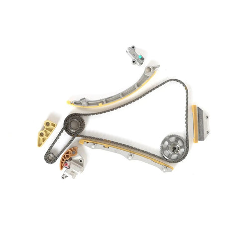 Premium Timing Chain Kit For Acura TSX ILX Accord Civic And CRV 2.4L Engine Replaces OEM 14401-R40-A01 And 14510-R40-A01 Super Durable Metal Part, shown laid out