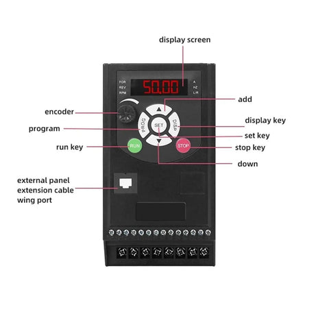 Compact Variable Frequency Drive Inverter For Three Motors 0.4 0.75 1.5 2.2KW 220V Budget Friendly Mini VFD speed controller front panel