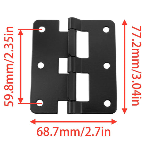 3.03 X 2.64 Inch Black Lift Off Hinge For Flight Cases Detachable Split Hinge Hardware, rust-resistant metal with measurements shown