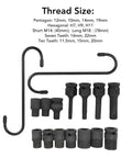 Sorandy 16 Piece Impact Brake Caliper Socket Set For German Cars With Storage Case Master Tool Kit Includes Pentagonal Hexagonal 7 Tooth Drives To Remove Stripped Bolts Fast And Save Your Day On Auto Repair Jobs, black steel sockets
