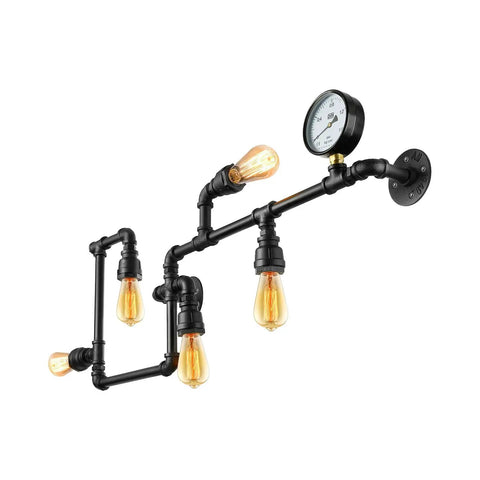 Industrial Retro Vintage Style Farmhouse Steam Punk Water Pipe Wall Sconce Light Dope Rustic Vibe Includes Five 40W E26 Bulbs