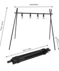 Portable Campfire Cooking Stand Tripod For BBQ Grill Aluminum Alloy Outdoor Camping Picnic Gear 75 x 49 x 74.5 Cm with hooks