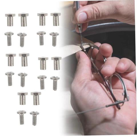 Eyeglasses Repair Kit With Replacement Screws And Screwdriver For Sunglasses And Glasses Quick DIY Fix Toolkit shown with screws and eyewear repair