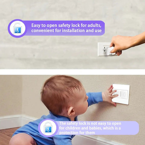 Kid Safe Outlet Covers 32 Pack With Hidden Pull Handle protecting child from socket