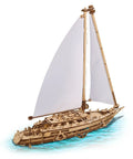 Serenity's Dream Model Yacht Kit Wind Up 3D Wooden Puzzle For Adults DIY Sailboat Model 17.3 Inch Tall Hands On Mechanical Boat Craft For Enthusiasts Great Gift, wooden sailboat