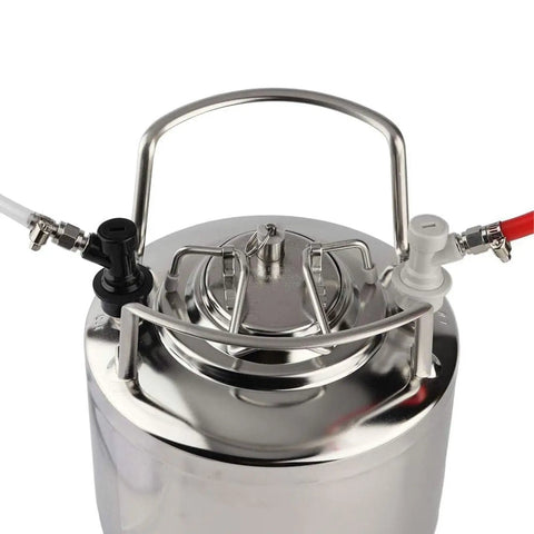 Ball Lock Quick Disconnect Set for Home Brewing Kegs With Five Sixteenths Gas Barbs and One Quarter Inch Liquid Barbs Includes Stainless Steel Hose Clamps For Secure Connections and Easy Keg System Upgrades on Cornelius keg