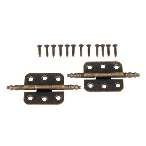 Two Pack Antique Crown Head Door Cabinet Hinges 6 Holes Jewelry Box Drawer Cupboard Decorative Furniture Hardware 70x35mm Durable Vintage Vibe With Satin Bronze Finish For Classic Homes And DIY Projects