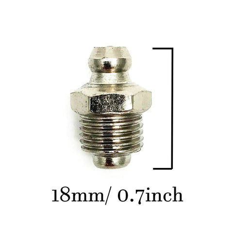 Five Sixteenth Inch Straight Grease Zerk Fitting Set, 30 Pcs Nickel Plated Nipple Nozzle, 18mm Length