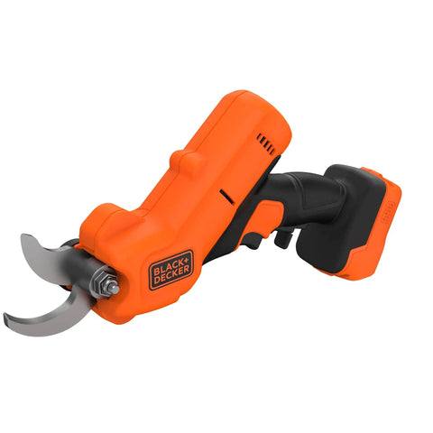 Premium 18V Cordless Hand Grass Trimmer With 2Ah Lithium Battery showing orange cordless tool with blade for trimming.