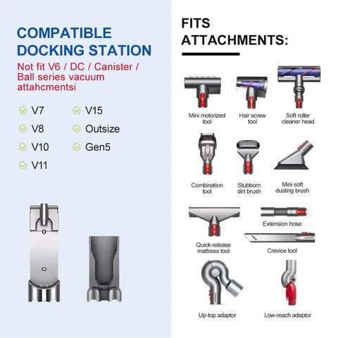Accessory Holder For Dyson Cordless Vacuum Docking Station Organizer Fits V15 V11 V10 V8 V7 Outsize Gen5 Absolute Animal Detect