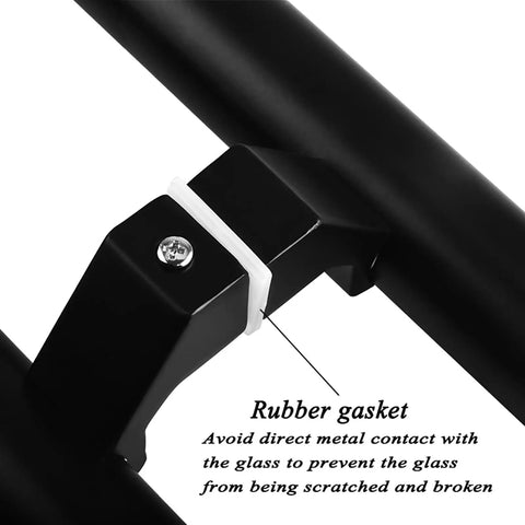 Black Stainless Steel Gate Hardware Sliding Door Handle Set Push Pull with rubber gasket detail, prevents scratches