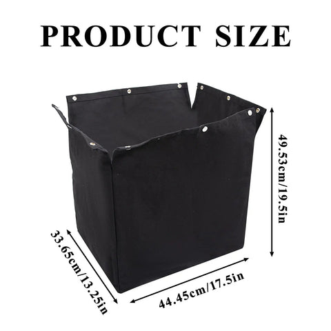 Heavy Duty Table Saw Dust Collector Bag With Twelve Snap Locks, dimensions 49.53cm x 44.45cm x 33.65cm, black cotton material.