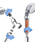 Exploded view of shower head with Eight Pack Hose Filter Washers With 60 Mesh Stainless Steel Screens For One Half Inch connectors.