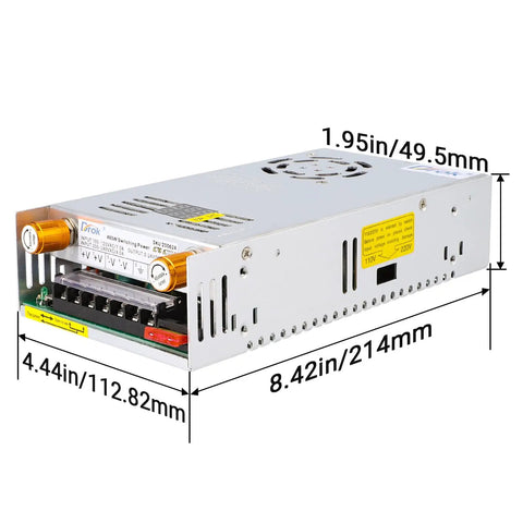 AC To DC Buck Power Supply 110V 220V Input Adjustable 0 To 24V Output Up To 20A Beefy 480W Regulated Converter with dimensions