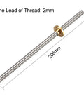 Stainless Steel Lead Screw Rod 200Mm Long 8Mm Diameter With Copper Nut and Four Mounting Holes Trapezoidal Thread For 3D Printer Z Axis 2 Pack