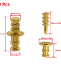 20 Piece Zinc Alloy Table Leaf Connector Kit Featuring Tight Alignment Pins And Heavy Duty Metal Sleeves For Reliable Extension Table Hardware Upgrades And Quick No Sweat Assembly showing detailed measurements of pins and sleeves.