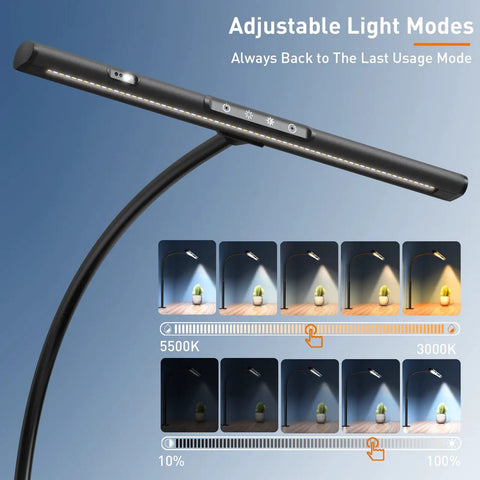 Clamp On Desk Lamp For Home Office With Remote And Gesture Control Eye Friendly Led Monitor Light Bar showing adjustable color and brightness