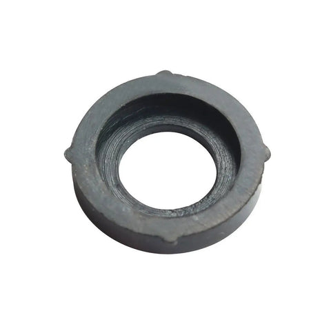 Close-up of a single heavy-duty thermoplastic rubber gasket from a twenty pack garden hose washers for three quarter inch hose quick connect fittings.