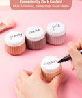 Hand labeling silicone jar for TSA Approved Travel Containers Four Pack With Leak Proof Silicone Jars And Rose Gold Transparent Cosmetic Bag