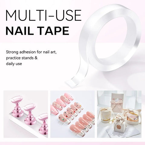 Nail Art Display Stand For Practice And DIY Nails, Magnetic Pro Grade Nail Holder With Double Sided Tape, multiple uses of nail tape