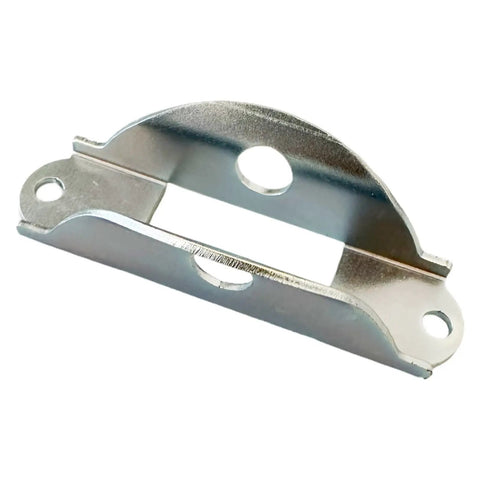 Locking Handle Guard And Silver Safety Cover For Industrial Control Panels, No Frills Tamper-Resistant Shield shown in metal finish
