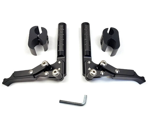 All Aluminum Compact Scissor Wheel Brakes for Wheelchairs, DIY Install, 1 Inch Mount, Includes Tools and Clamps, Left and Right Pair