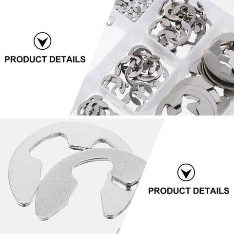 Heavy Duty Retaining Rings Assortment Kit 1.5 to 15 mm, 400 Pieces, Stainless Steel Circlips Set for Automotive, Industrial Equipment, Machinery, and Hobbies; assorted rings in box