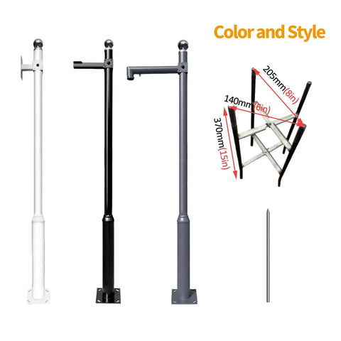 Heavy Duty Outdoor Security Camera Pole Mount Kit With Rebar Cage Bracket For Backyard Walkways And Driveways Built Tough Weatherproof Powder Coated Black Finish For Easy Assembly And Elevated Surveillance 3.5m 138in