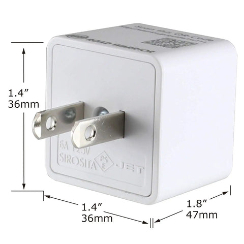 Must Have US Type A Travel Plug Adapter Converts European UK Indian Australian Chinese Brazilian And Other Plug Types To USA Outlets 2 Prong Ungrounded Travel Converter For North America, featuring dimensions 1.4 x 1.8 inches.