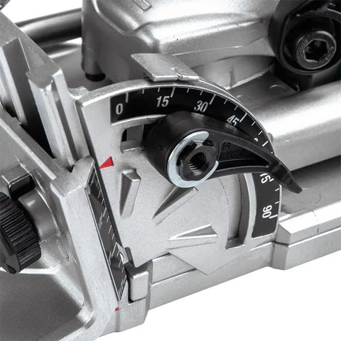 Close-up of Plate Joiner For Quick, Precise Biscuit Joinery With Five Point Six Amp Motor And Eleven Thousand RPM settings