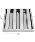 Pro Grade Stainless Steel Hood Filter Set Of 6 For Commercial Kitchens, 16 W X 20 H, Welded Type 430 Construction, front view