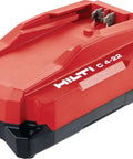 Nuron Battery Charger 115V C4-22 Compact Charger, red portable charge station, lightweight, durable, workshop and jobsite use.