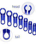 7 Piece Fuel Line Disconnect Tool Set with 1/4 5/16 3/8 1/2 5/8 3/4 7/8 Inch Openings in blue plastic