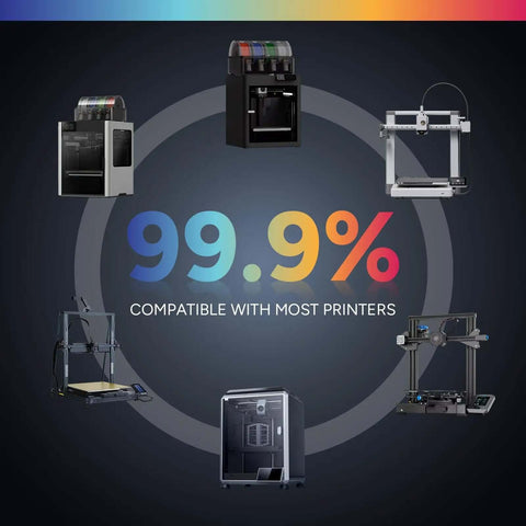 99.9% compatible with most printers graphic for PETG 3D Printer Filament 1.75mm 1Kg Spool Gold Color Strong Yet Easy