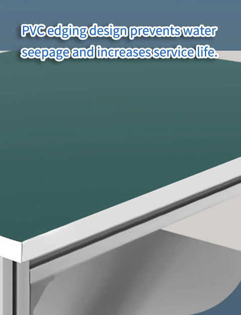 Close-up of Tough As Nails Mobile Antistatic Workbench With Adjustable Height ESD Lab Table For Electronics featuring PVC edging.