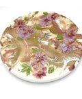 18 Inch Floral Epoxy Resin Lazy Susan With Turquoise Painted Wooden Base Farmhouse Serving Tray And Turntable For Dining Table